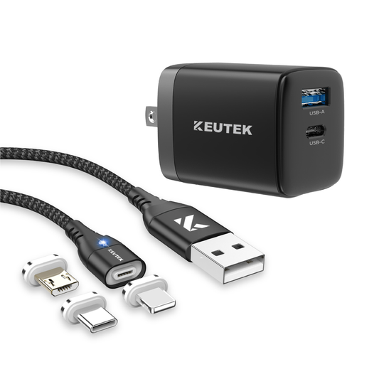 🔵 USB-A Fast Charging Cable + 20W Wall Charger (+3 Tips)